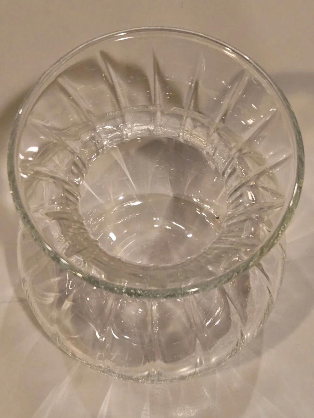 Vintage Clear Ribbed Glass Vase -